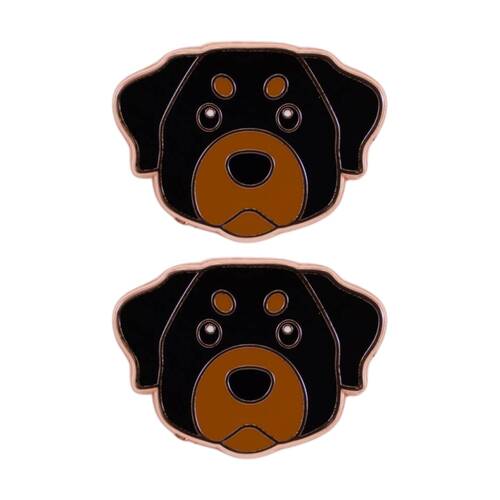2PK Splosh Rottweiler Keepsake Pin Enamel Rose Gold Black Brown 3x1x2.5cm