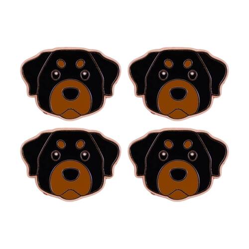 4PK Splosh Rottweiler Keepsake Pin Enamel Rose Gold Black Brown 3x1x2.5cm