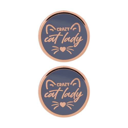2PK Splosh Crazy Cat Lady Keepsake Pin Enamel 3y+ Rose Gold 3x1x2.5cm