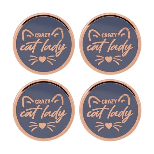 4PK Splosh Crazy Cat Lady Keepsake Pin Enamel 3y+ Rose Gold 3x1x2.5cm