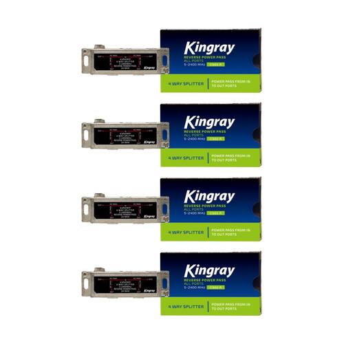 4PK Kingray 4 Way 5-2400 Mhz Splitter Reverse Power Pass All Ports MHz