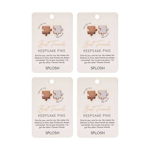 4x 2pc Splosh Forever Connected Best Friends Keepsake Pin Pair Rose Gold