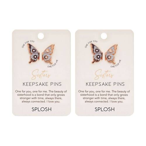 2x 2pc Splosh Forever Connected Sisters Keepsake Pins Rose Gold 2x1.5 1cm