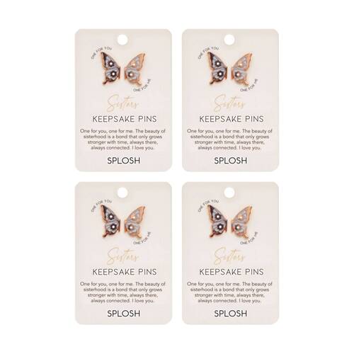 4x 2pc Splosh Forever Connected Sisters Keepsake Pins Rose Gold 2x1.5 1cm