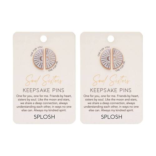 2x 2pc Splosh Forever Connected Soul Sisters Keepsake Pins Set Rose Gold