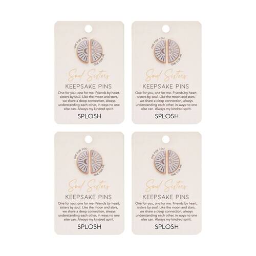 4x 2pc Splosh Forever Connected Soul Sisters Keepsake Pins Set Rose Gold