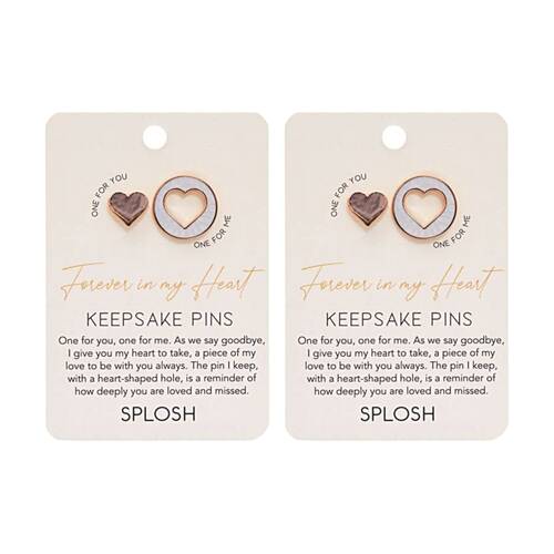 2x 2pc Splosh Forever Connected Heart Keepsake Pin Set Rose Gold