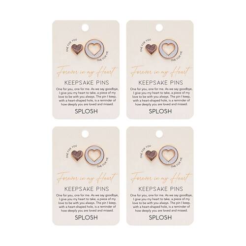 4x 2pc Splosh Forever Connected Heart Keepsake Pin Set Rose Gold