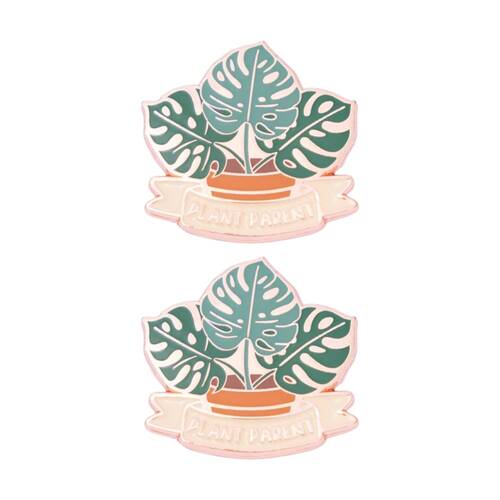 2x Splosh Plant Lover Keepsake Pin Enamel Rose Gold Green 3x3x0.5cm