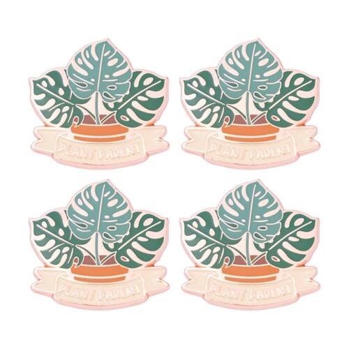 4x Splosh Plant Lover Keepsake Pin Enamel Rose Gold Green 3x3x0.5cm