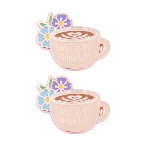 2x 2pc Splosh Coffee Lover Keepsake Pin Rose Gold Purple Beige Blue