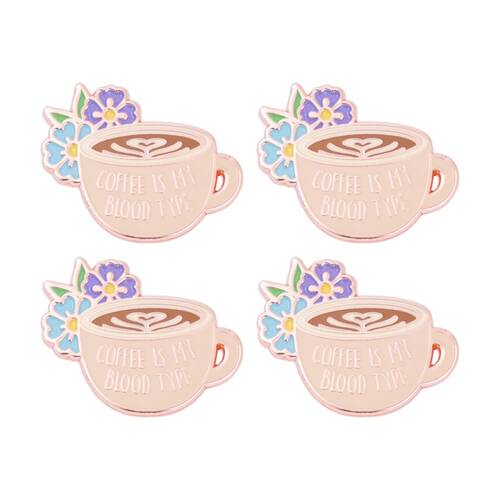 4x 2pc Splosh Coffee Lover Keepsake Pin Rose Gold Purple Beige Blue