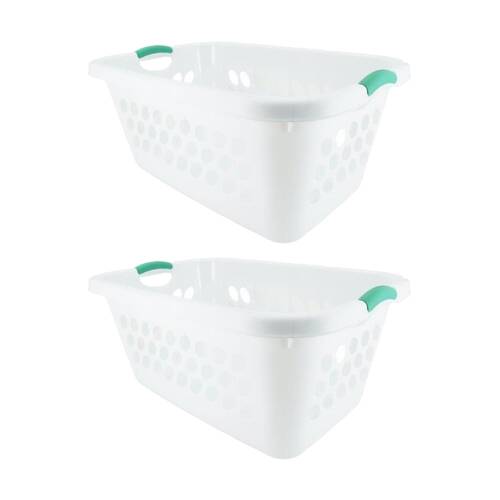 2PK Braz Plastic Oblong Laundry Basket W/ Handles 68x46x32cm Assorted