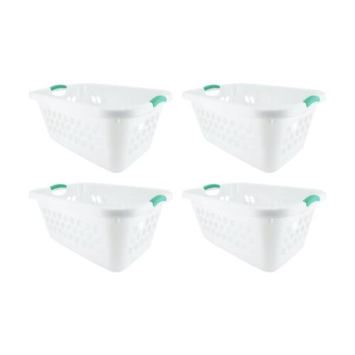 4PK Braz Plastic Oblong Laundry Basket W/ Handles 68x46x32cm Assorted