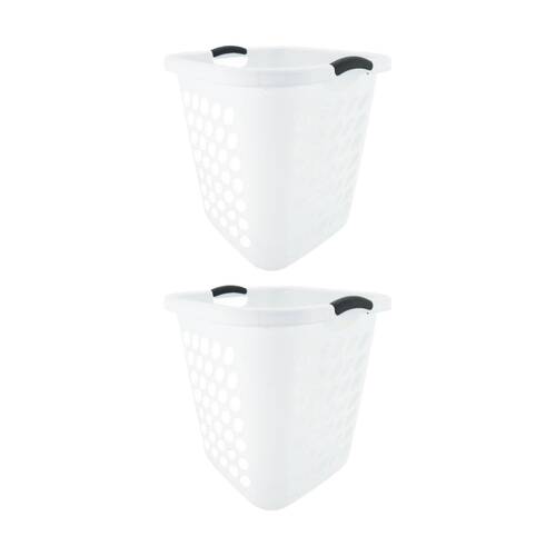 2PK Braz Plastic Tall Laundry Basket W/ Handles 45x45x49cm Assorted