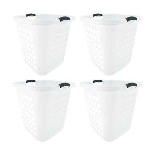 4PK Braz Plastic Tall Laundry Basket W/ Handles 45x45x49cm Assorted