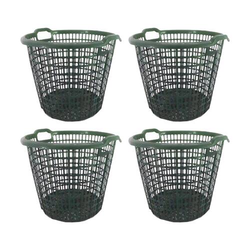 4PK Braz Plastic Round Laundry Basket W/ Handles 41x33cm Assorted