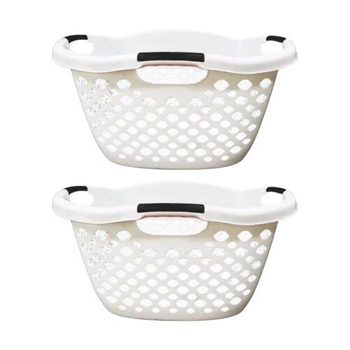 2PK Braz Plastic Hip Hugger Laundry Basket W/ Handles 65x45x36cm Assorted