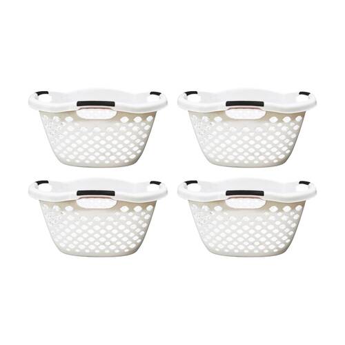 4PK Braz Plastic Hip Hugger Laundry Basket W/ Handles 65x45x36cm Assorted