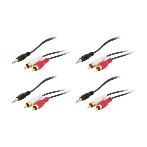 4PK Pro2 1M 3.5mm Plug To 2 X Rca Stereo Lead Gold Plated Audio Cable