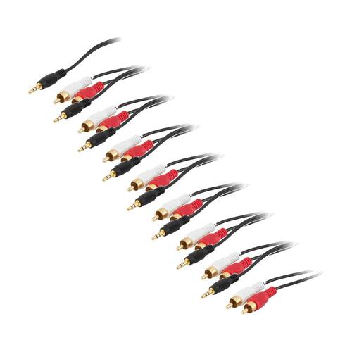 8PK Pro2 1M 3.5mm Plug To 2 X Rca Stereo Lead Gold Plated Audio Cable
