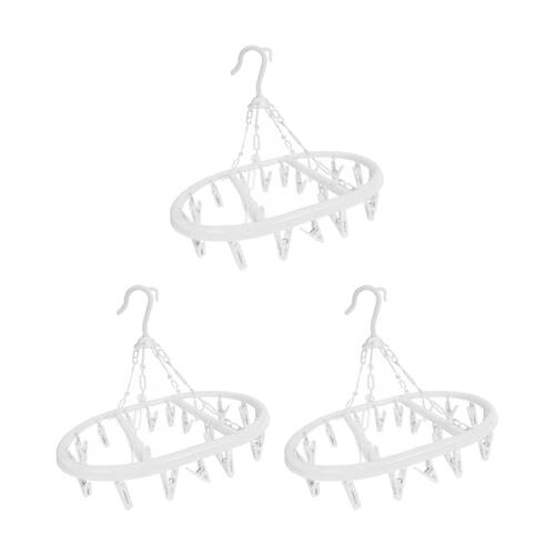 3PK Braz Plastic Oval Airer Clothes Hanger W/ 20 Peg Hooks Assorted