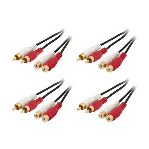 4PK Pro2 1M Stereo Rca Extension Lead 2X Plug To Socket Gold Plated 1m Cable