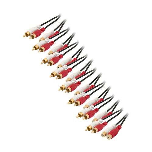 8PK Pro2 1M Stereo Rca Extension Lead 2X Plug To Socket Gold Plated 1m Cable