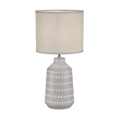 Urban Style Grace Table Lamp Ceramic Base Fabric Shade Decor Grey