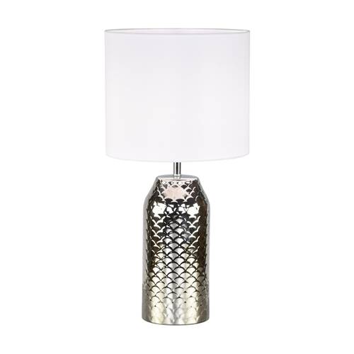 Urban Style Helen Table Lamp Ceramic Base Fabric Shade Decor Silver