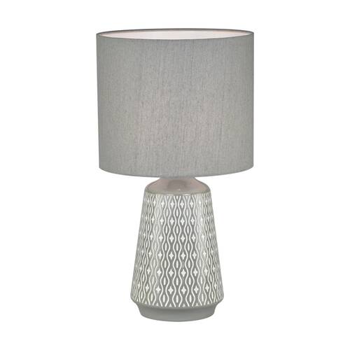 Urban Style Inga Table Lamp Ceramic Base Fabric Shade Decor Grey
