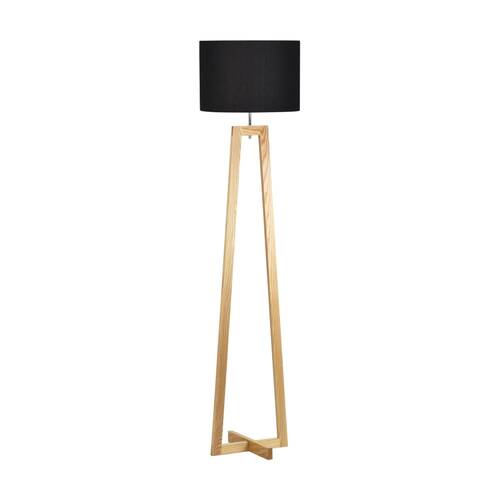 Urban Style Dana Floor Lamp Fabric Shade Tripod Timber Base Decor Black