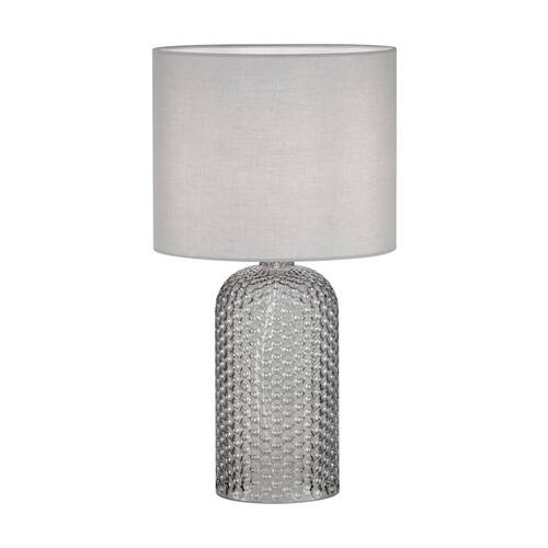 Urban Style Billie Table Lamp Textured Glass Base Fabric Shade Decor Grey