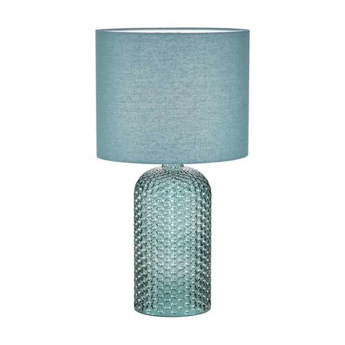 Urban Style Billie Table Lamp Textured Glass Base Fabric Shade Decor Green
