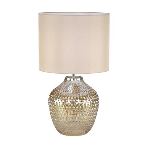 Urban Style Cassie Table Lamp Textured Glass Base Fabric Shade Decor Cream