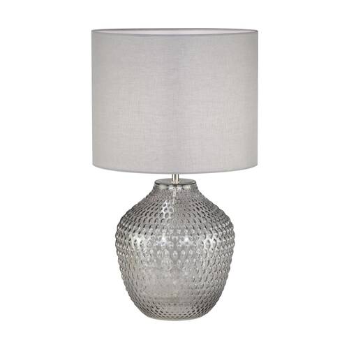 Urban Style Cassie Table Lamp Textured Glass Base Fabric Shade Decor Grey