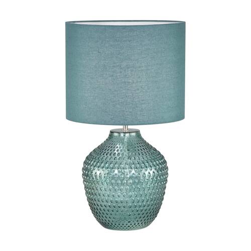 Urban Style Cassie Table Lamp Textured Glass Base Fabric Shade Decor Green