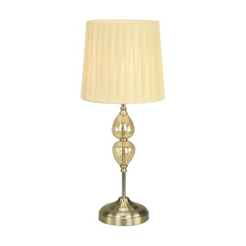 Urban Style Edith Table Lamp Glass Brushed Metal Base Pleated Shade Cream