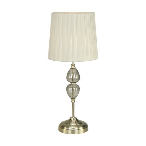 Urban Style Edith Table Lamp Glass Brushed Metal Base Pleated Shade Grey
