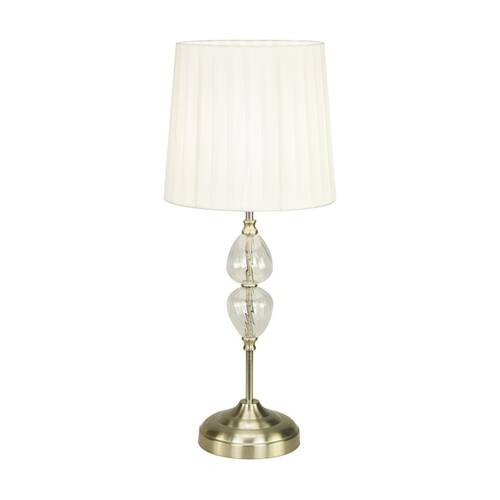 Urban Style Edith Table Lamp Glass Brushed Metal Base Pleated Shade White