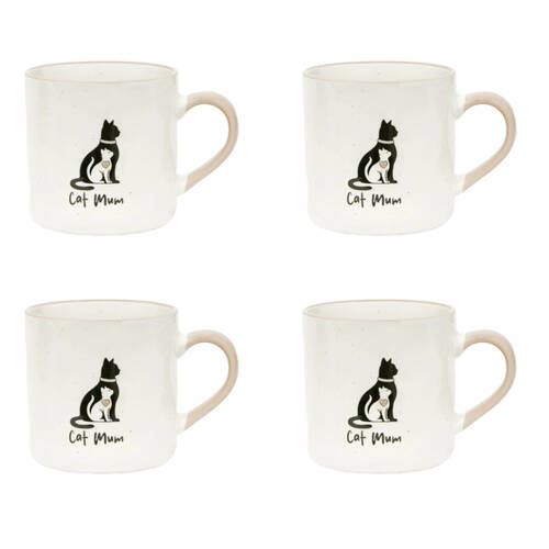 4PK Loved By My Pet Mugs Cat Mum Ceramic Drinking Mug Kitchenware 380ml