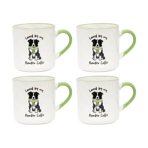 4PK Loved By My Pet Mugs Border Collie Ceramic Drinking Mug 380ml