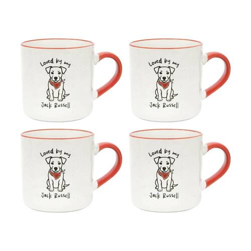 4PK Loved By My Pet Mugs Jack Russell Ceramic Drinking Mug 380ml