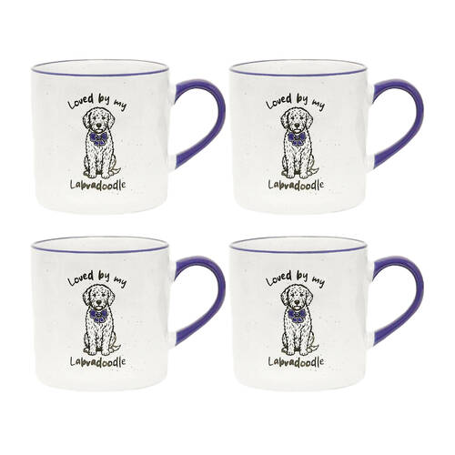4PK Loved By My Pet Mugs Labradoodle Ceramic Drinking Mug Kitchenware 380ml