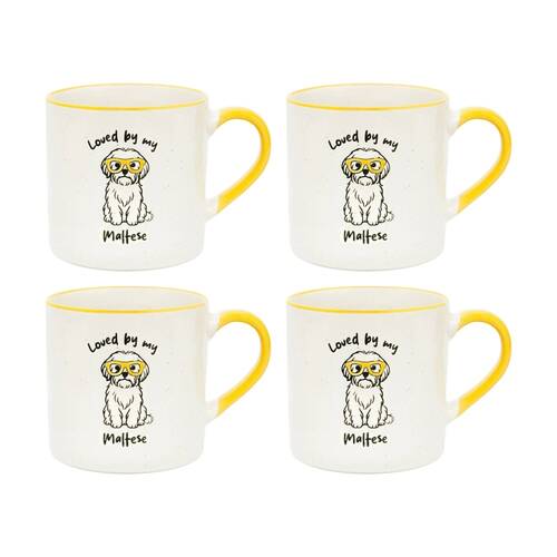 4PK Love By My Pet Mugs Maltese Mug Ceramic Drinking Kitchenware 380ml