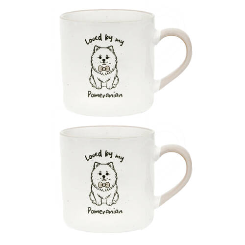 2PK Loved By My Pet Mugs Pomeranian Mug Ceramic Drinking Kitchenware 380ml