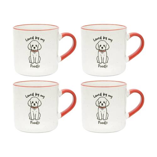 4PK Loved By My Pet Mugs Poodle Ceramic Drinking Mug Kitchenware 380ml