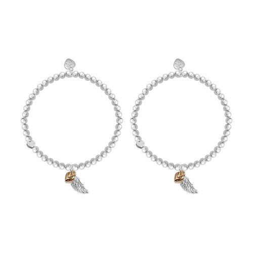2PK Life Charms Just Because Guardian Angel Bracelet Silver Gold 17.5cm