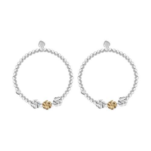 2PK Life Charms Just Because Thank You Stretch Bracelet Silver Gold 17.5cm