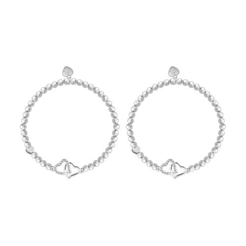 2PK Life Charms Just Because Sister Plated Stretch Bracelet Silver 17.5cm